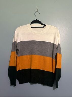 Soft Fall Sweater - green, white, yellow, grey